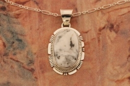Native American Jewelry White Buffalo Turquoise Pendant